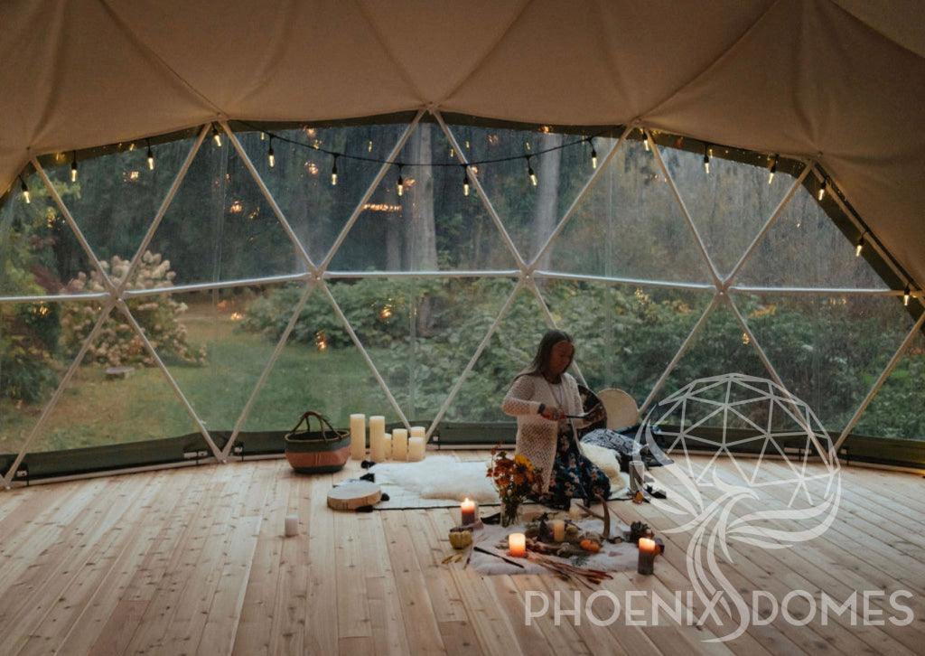 4-Season DELUXE Glamping & Yoga Package Dome - 30'/9m - Phoenix Domes - Green Vista Living