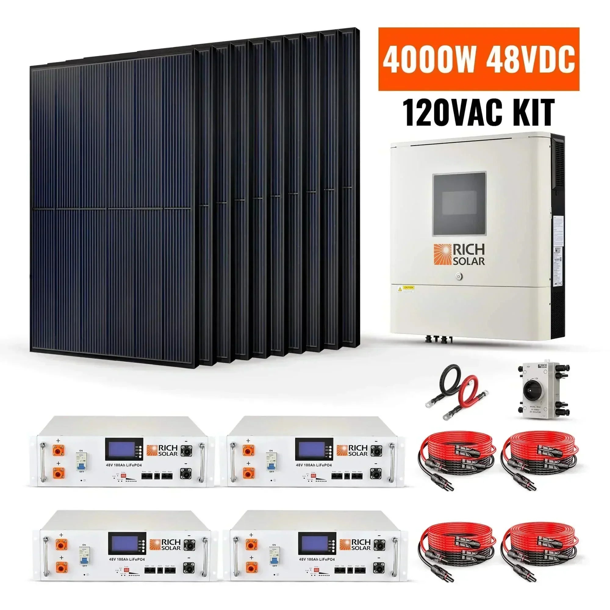 Rich Solar 4000W 48VDC-120VAC Solar Kit - Green Vista Living