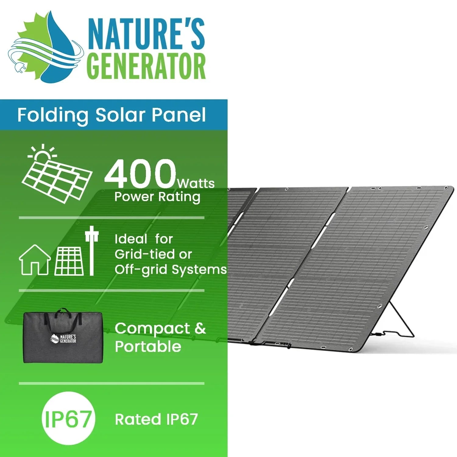 Nature's Generator 400W Folding Solar Panel - Green Vista Living