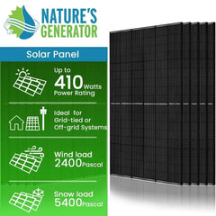Nature's Generator 410 Watt Monocrystalline Solar Panel (10 Pack) - Green Vista Living