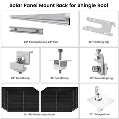Nature's Generator 410 Watt Monocrystalline Solar Panel (10 Pack) With Solar Panel Mount Rack - Green Vista Living