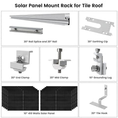 Nature's Generator 410 Watt Monocrystalline Solar Panel (10 Pack) With Solar Panel Mount Rack - Green Vista Living