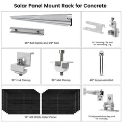Nature's Generator 410 Watt Monocrystalline Solar Panel (10 Pack) With Solar Panel Mount Rack - Green Vista Living
