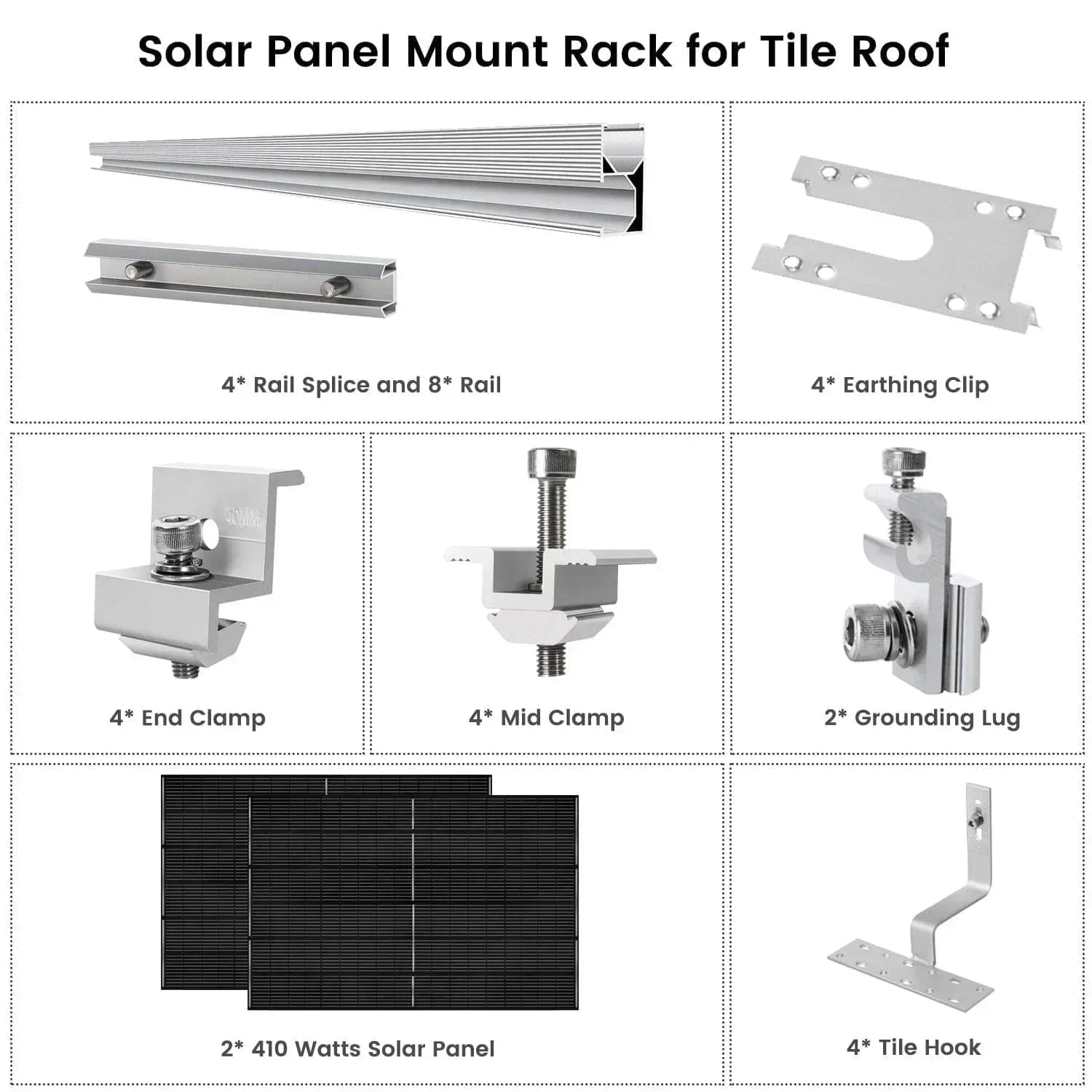 Nature's Generator 410 Watt Monocrystalline Solar Panel (2 Pack) With Solar Panel Mount Rack - Green Vista Living