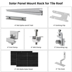 Nature's Generator 410 Watt Monocrystalline Solar Panel (2 Pack) With Solar Panel Mount Rack - Green Vista Living