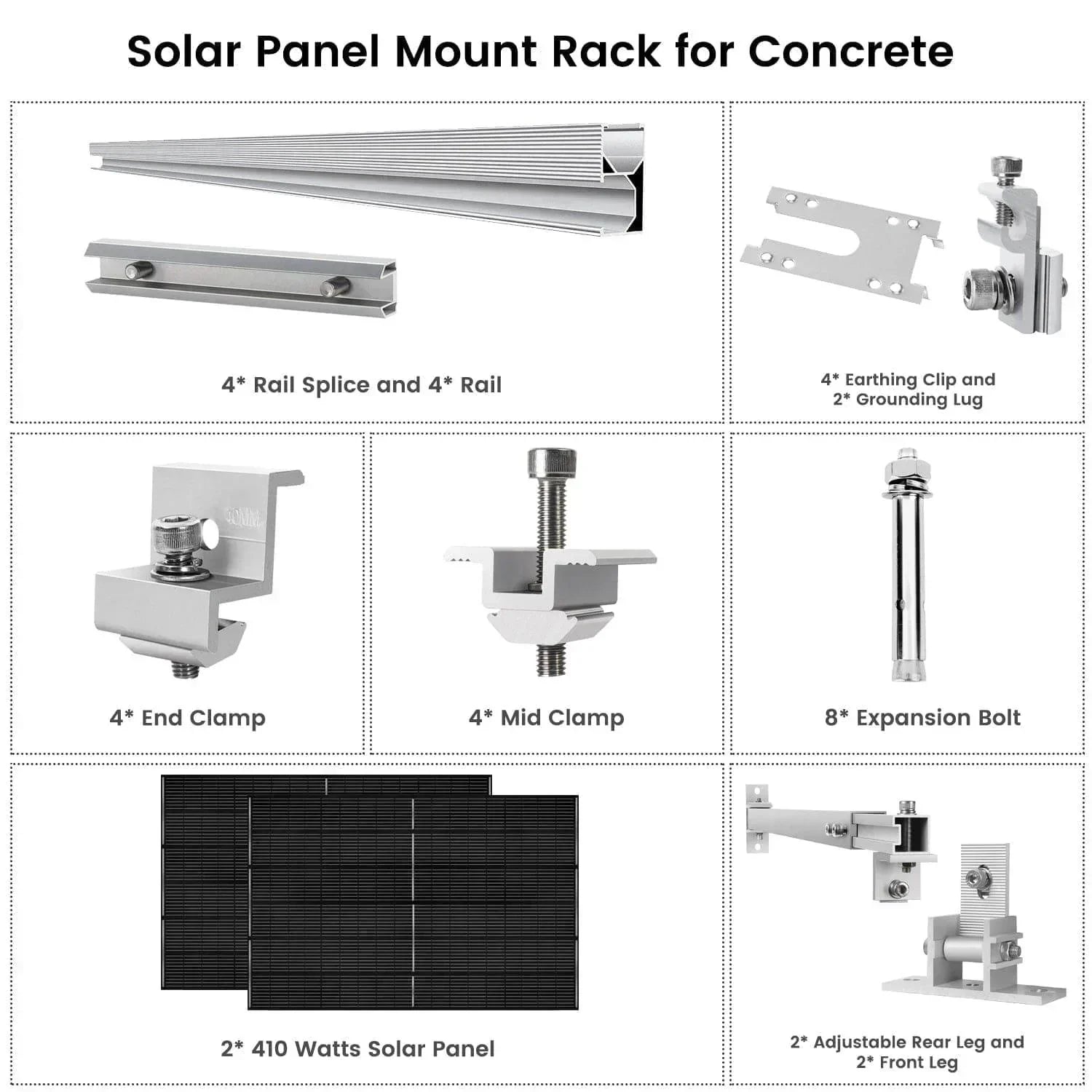 Nature's Generator 410 Watt Monocrystalline Solar Panel (2 Pack) With Solar Panel Mount Rack - Green Vista Living