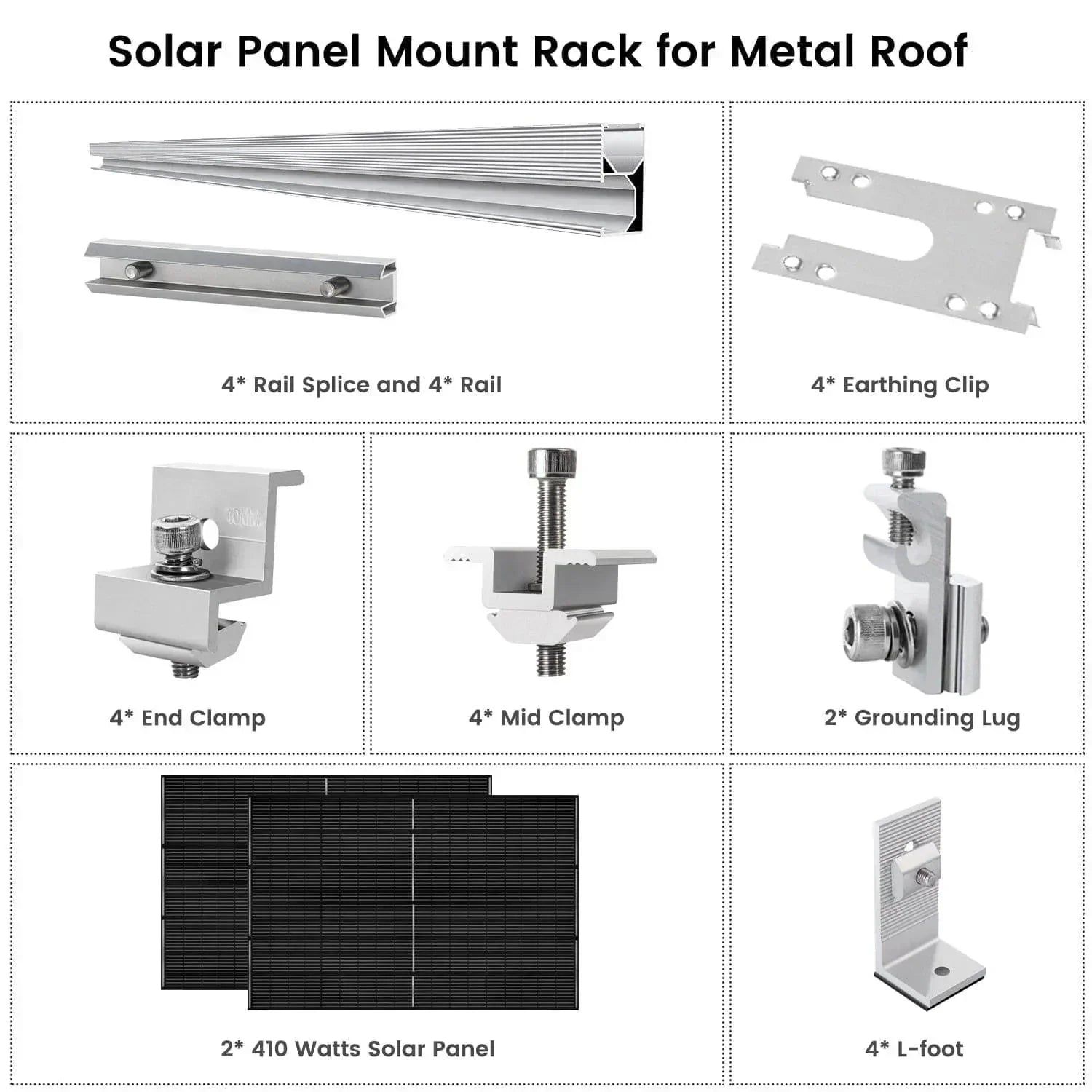 Nature's Generator 410 Watt Monocrystalline Solar Panel (2 Pack) With Solar Panel Mount Rack - Green Vista Living