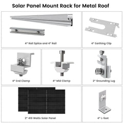 Nature's Generator 410 Watt Monocrystalline Solar Panel (2 Pack) With Solar Panel Mount Rack - Green Vista Living