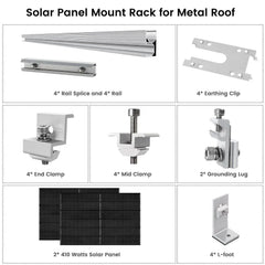 Nature's Generator 410 Watt Monocrystalline Solar Panel (2 Pack) With Solar Panel Mount Rack - Green Vista Living