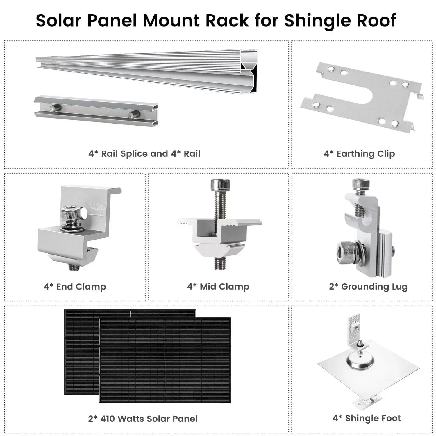 Nature's Generator 410 Watt Monocrystalline Solar Panel (2 Pack) With Solar Panel Mount Rack - Green Vista Living