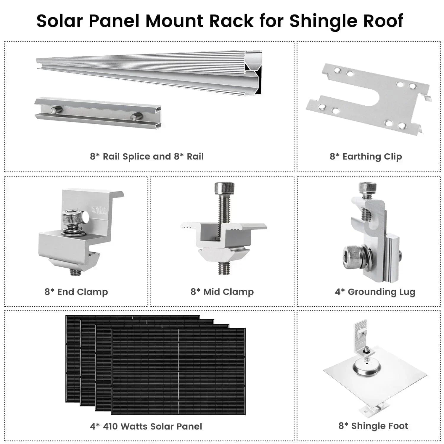Nature's Generator 410 Watt Monocrystalline Solar Panel (4 Pack) With Solar Panel Mount Rack - Green Vista Living