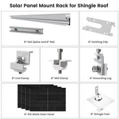 Nature's Generator 410 Watt Monocrystalline Solar Panel (4 Pack) With Solar Panel Mount Rack - Green Vista Living