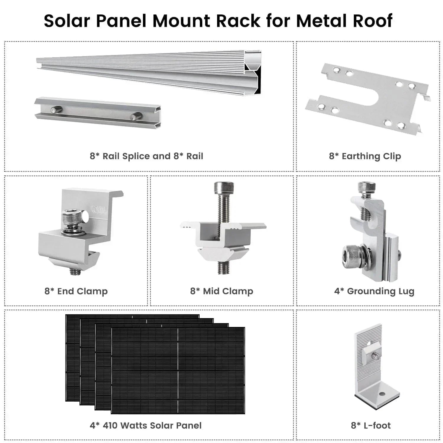 Nature's Generator 410 Watt Monocrystalline Solar Panel (4 Pack) With Solar Panel Mount Rack - Green Vista Living