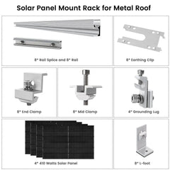 Nature's Generator 410 Watt Monocrystalline Solar Panel (4 Pack) With Solar Panel Mount Rack - Green Vista Living