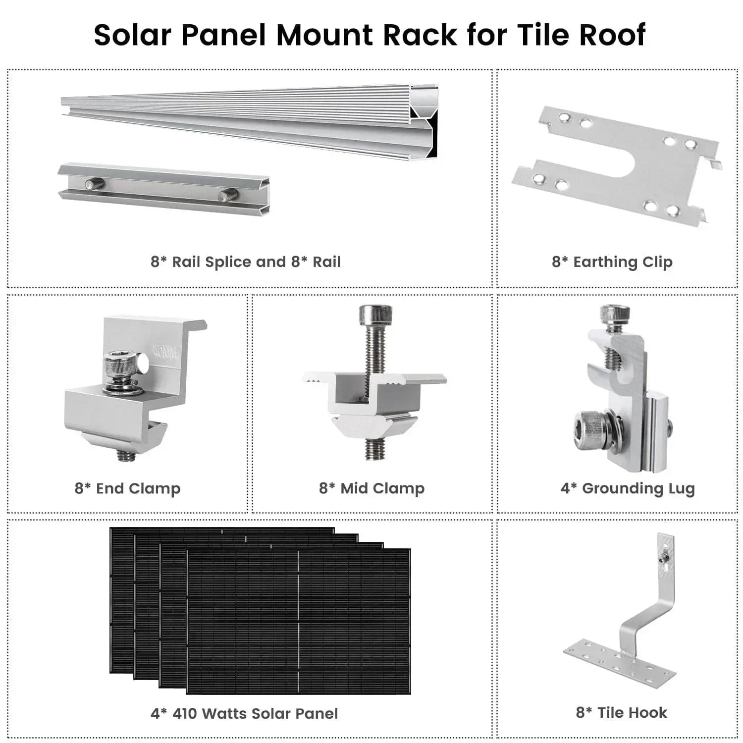 Nature's Generator 410 Watt Monocrystalline Solar Panel (4 Pack) With Solar Panel Mount Rack - Green Vista Living