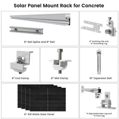 Nature's Generator 410 Watt Monocrystalline Solar Panel (4 Pack) With Solar Panel Mount Rack - Green Vista Living