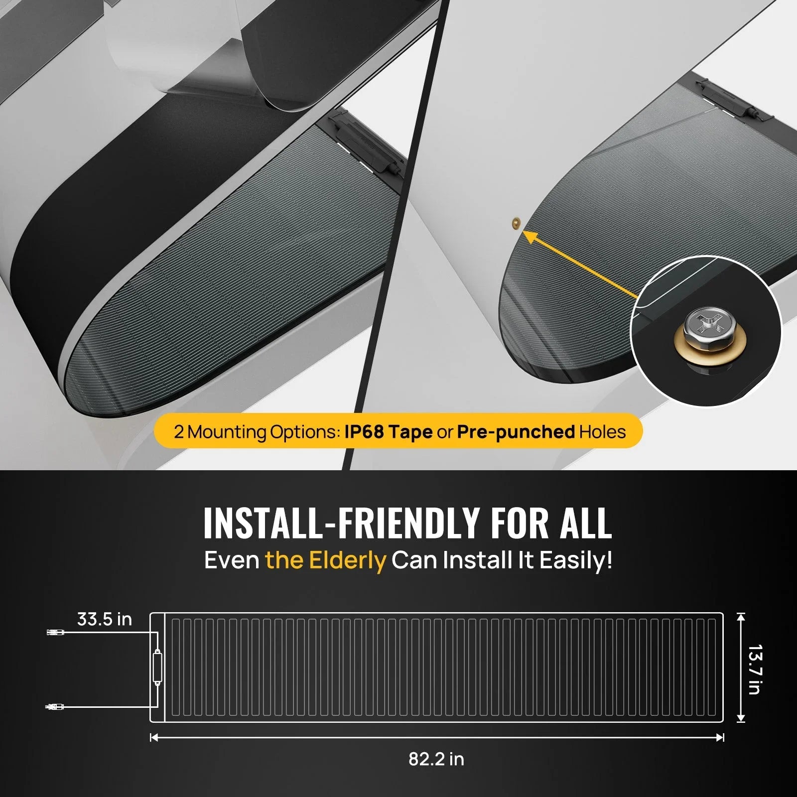 BougeRV Yuma 100W CIGS Thin-film Flexible Solar Panel with Tape (Long Version) - Green Vista Living