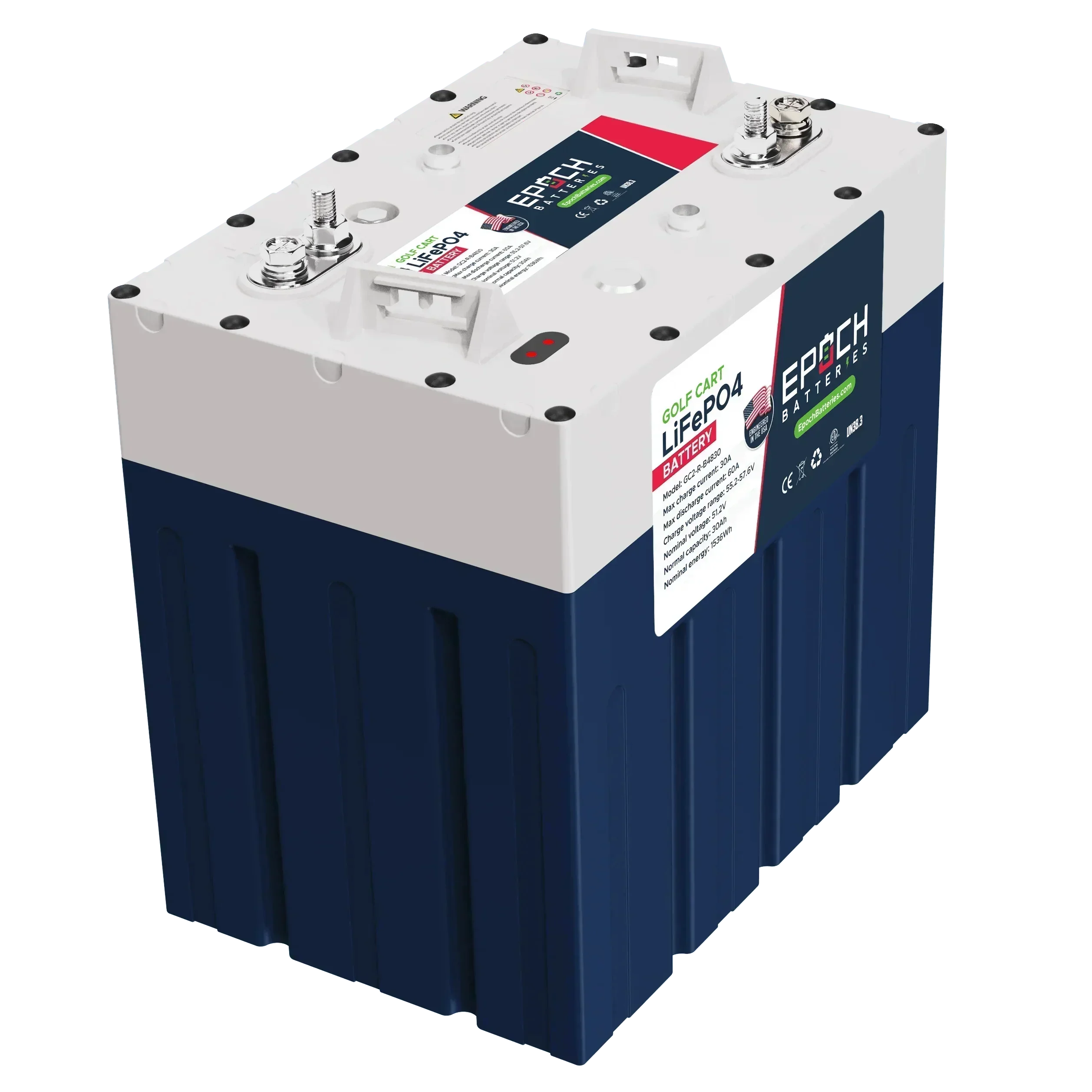 Epoch Batteries 48V 30Ah GC2 - Golf Cart LiFePO4 Lithium Battery - Green Vista Living
