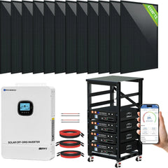 ECO-WORTHY Complete Off-Grid Solar Power System - 10000W 120/240V Output | 20.48kWh/61.44kWh Lithium Battery | 4920 Watts/14760Watts PV Input - Green Vista Living