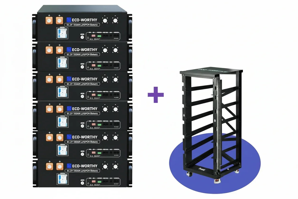 ECO-WORTHY 48V 100Ah Server Rack Battery | 5.12kWh V3 Lithium Battery | UL1973 | UL9540A | CEC Eco-Worthy