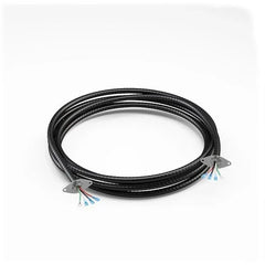 Pre-wired black solar extension cable with metal mounting plates and exposed colored wires