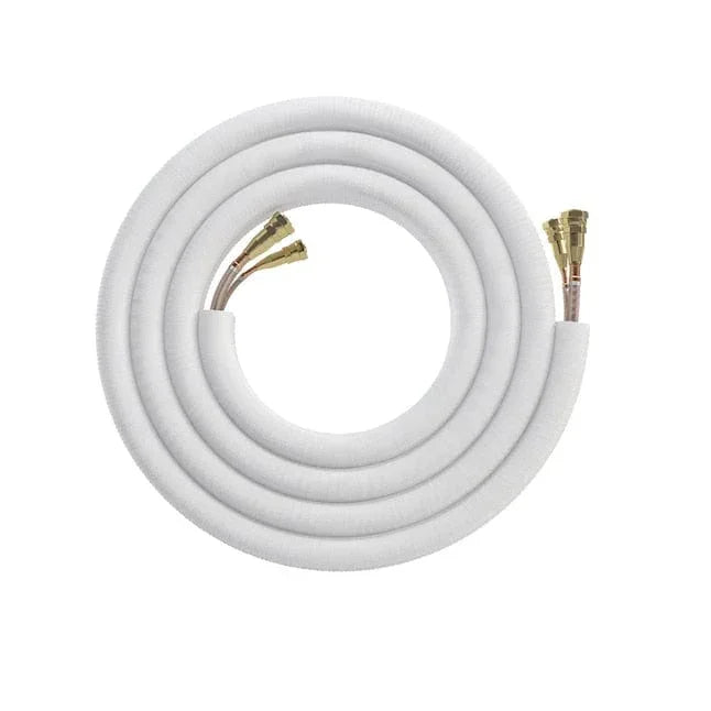 Coiled insulated refrigerant copper pipe with brass fittings for HVAC and air conditioner
