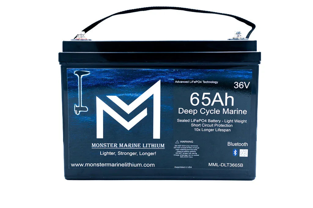 Monster Marine Lithium 65Ah 36V deep cycle marine battery with Bluetooth and LiFePO4 technology