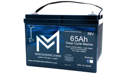 Monster Marine Lithium 65Ah 36V deep cycle marine battery with Bluetooth, black casing