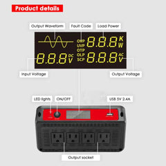 ACOPOWER 1500W 12V Pure Sine Wave Inverter - Green Vista Living