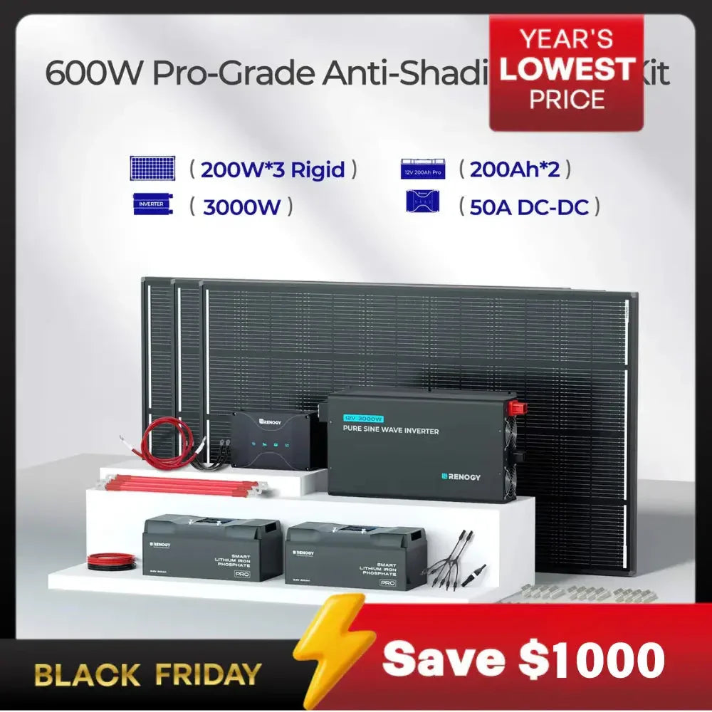 Renogy ShadowFlux N-Type Anti-Shading 200W 120W Solar Panel - Green Vista Living