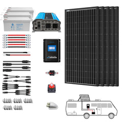 ACOPOWER Deep Cycle GEL Battery Mono Solar Power Complete System with Battery and Inverter for RV Boat 12V Off Grid Kit - Green Vista Living