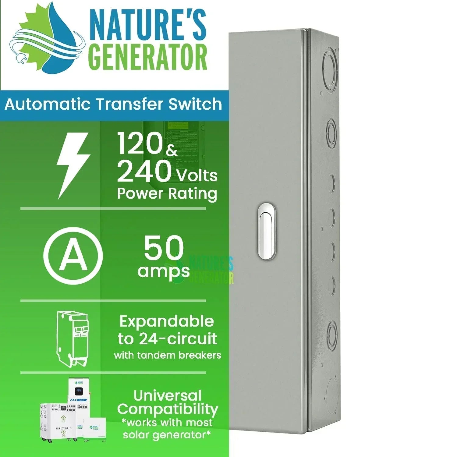 Nature's Generator 50A Automatic Generator Transfer Switch - Green Vista Living