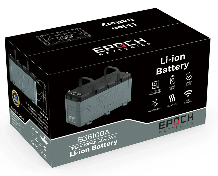 Epoch Batteries 36V 100Ah LiFePO4 Lithium Battery - Bluetooth, Heating, Waterproof - Green Vista Living