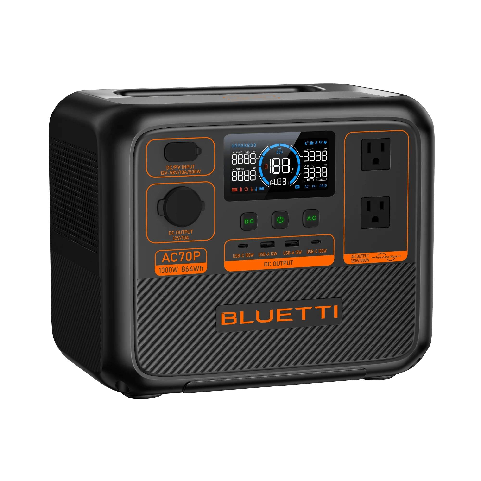 BLUETTI AC70P Portable Power Station | 1000W 864Wh - Green Vista Living