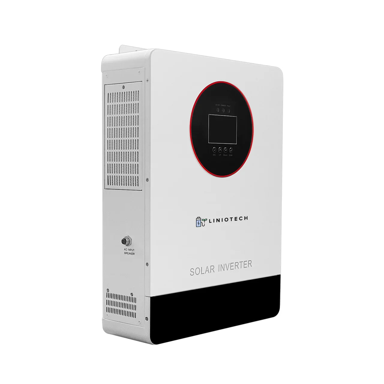 Liniotech solar inverter with digital display, white rectangular wall-mounted unit