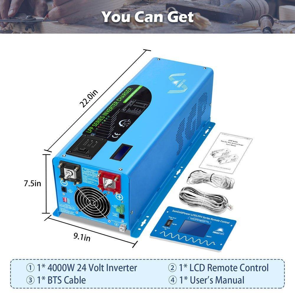4000W DC 24V Split Phase Pure Sine Wave Inverter With Charger - Green Vista Living