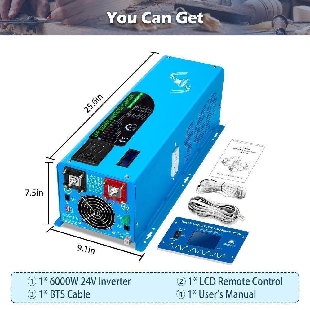 Sungold Power 6000W DC 24V Split Phase Pure Sine Wave Inverter With Charger - Green Vista Living