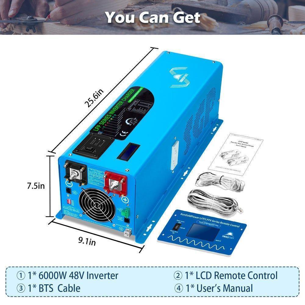 Sungold Power 6000W DC 48V Split Phase Pure Sine Wave Inverter With Charger - Green Vista Living