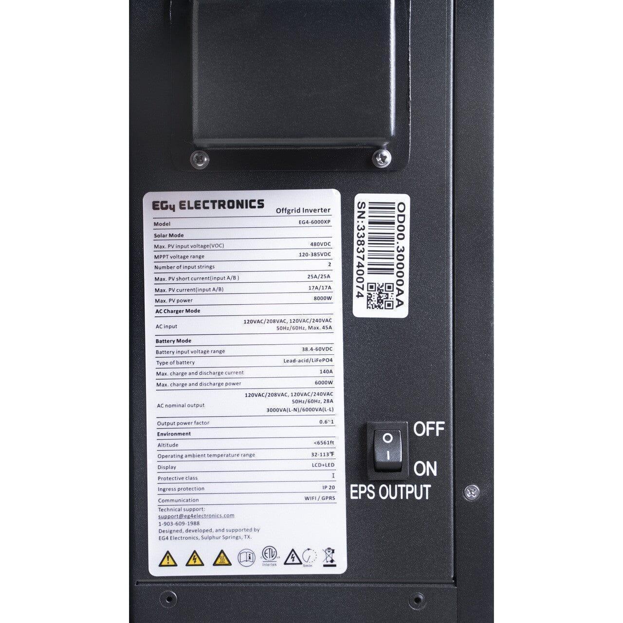 EG4 6K XP Off-Grid Inverter 6,000W Output | 48V 120/240V Split Phase | All-In-One Solar Inverter - Green Vista Living