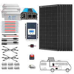 ACOPOWER Deep Cycle GEL Battery Mono Solar Power Complete System with Battery and Inverter for RV Boat 12V Off Grid Kit - Green Vista Living