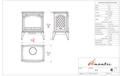 Amantii E50-NA Lynwood Series - 50 cm Freestand Electric Stove Featuring a Cast Iron Frame and a 10 Piece Birch Log Set - Green Vista Living