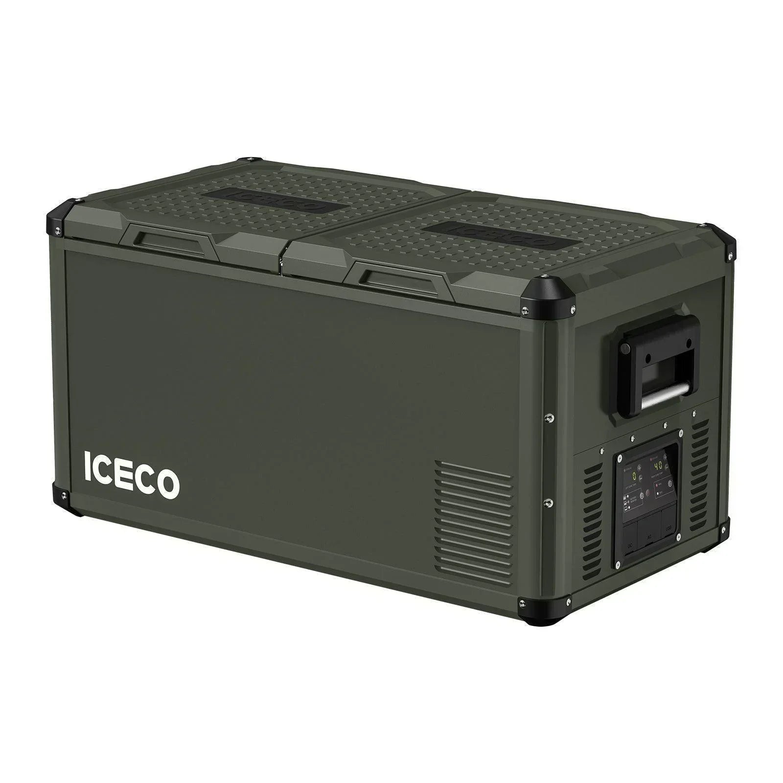 ICECO VL75ProD 79.2QT Olive 12V Heavy Duty Metal Fridge Freezer - Green Vista Living