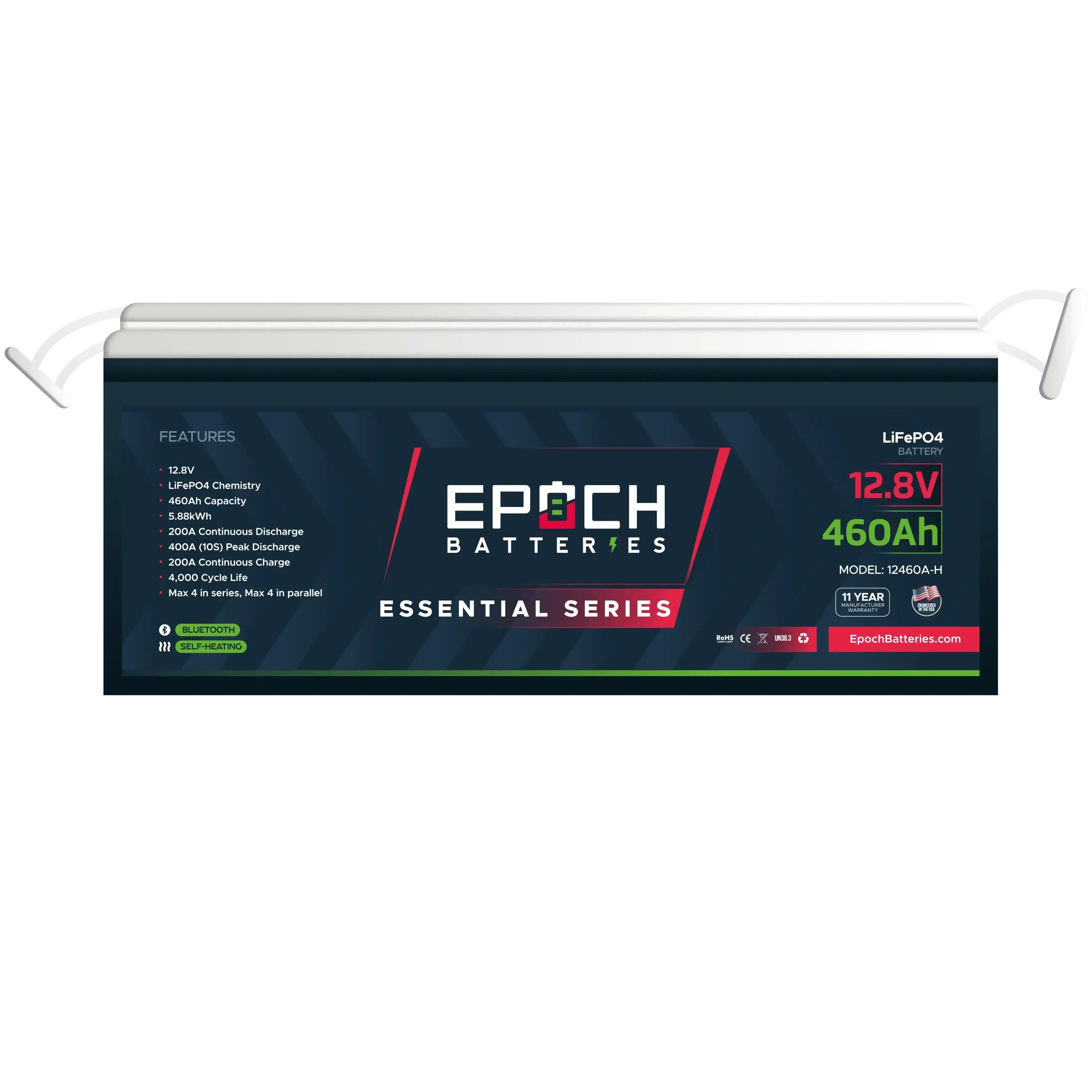 Epoch Batteries 12V 460Ah Essential Series - Bluetooth & Heated LiFePO4 Battery - Green Vista Living