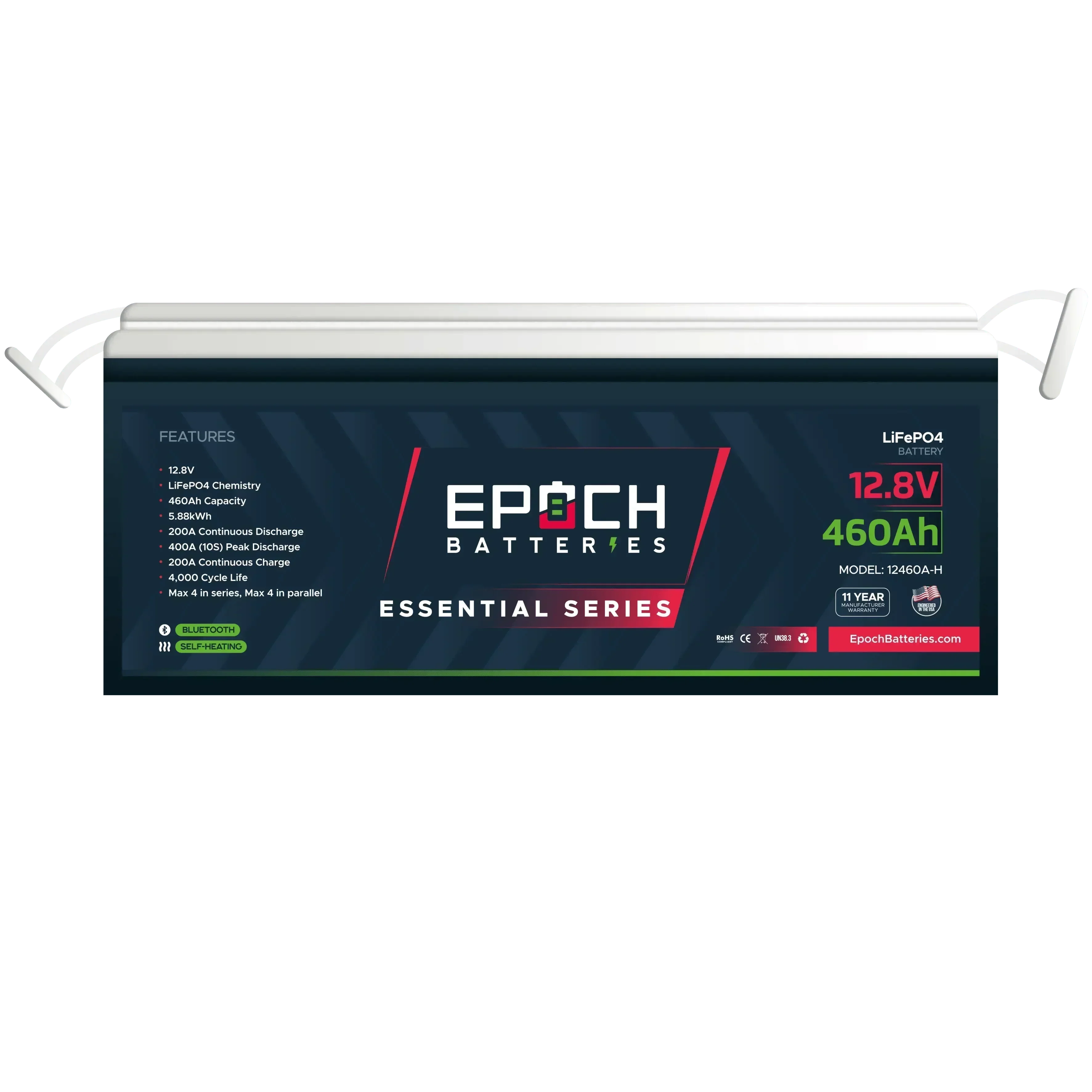 Epoch Batteries 12V 460Ah Essential Series - Bluetooth & Heated LiFePO4 Battery - Green Vista Living