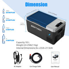 AcoPower LiONCooler Mini Solar Powered Car Fridge Freezer – 19 Quarts