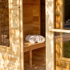 Dundalk Leisurecraft Canadian Timber Georgian Cabin Sauna with Changeroom | 6 Persons - Green Vista Living