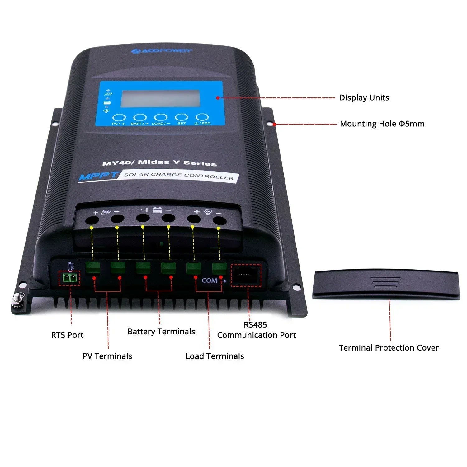 ACOPOWER Midas 40A MPPT Solar Charge Controller - Green Vista Living