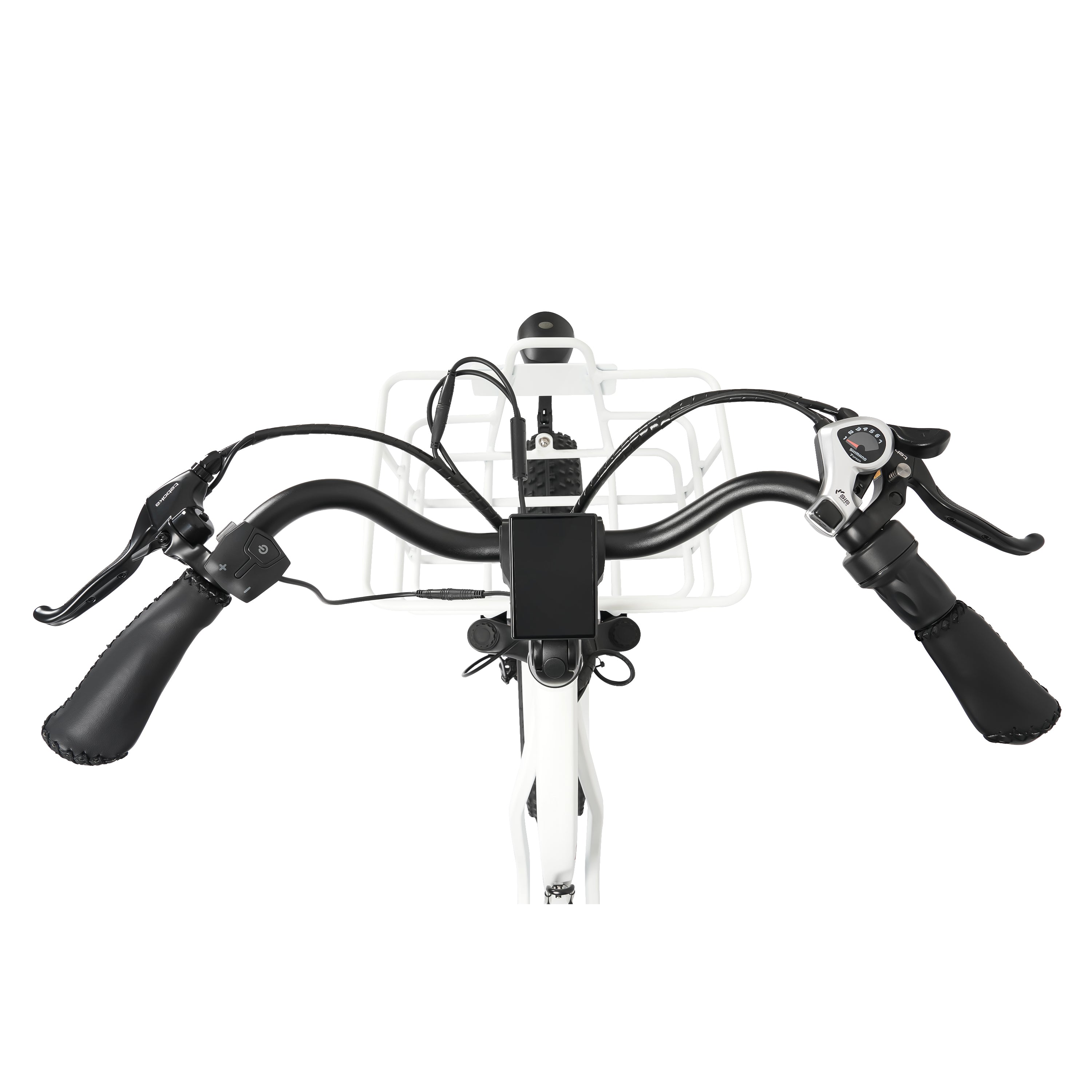 Ecotric 48V 24"x4.0 Front 20"x4.0 Rear Tires Tricycle electric bike with Front Basket + Rear Rack White - Green Vista Living