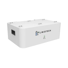 Liniotech white battery box with handles and branded logo for energy storage