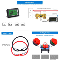 ACOPOWER Lithium Battery Mono Solar Power Complete System with Battery and Inverter for RV Boat 12V Off Grid Kit - Green Vista Living
